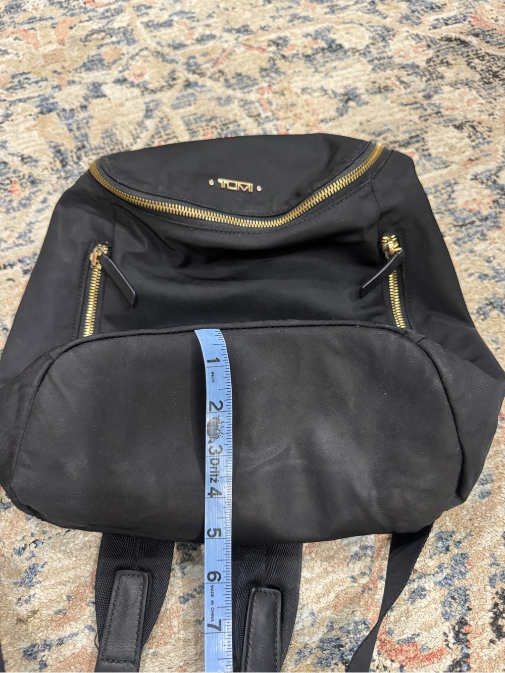 Tumi Black Backpack with Gold Hardware Accents - Picture 11 of 14
